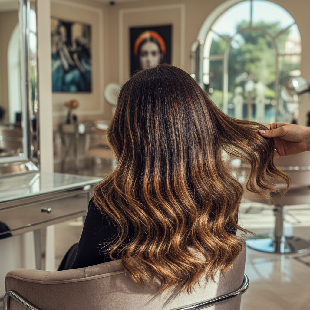 بالیاژ مو در زعفرانیه: زیبایی طبیعی با قیمت لوکس برای موهای تیره