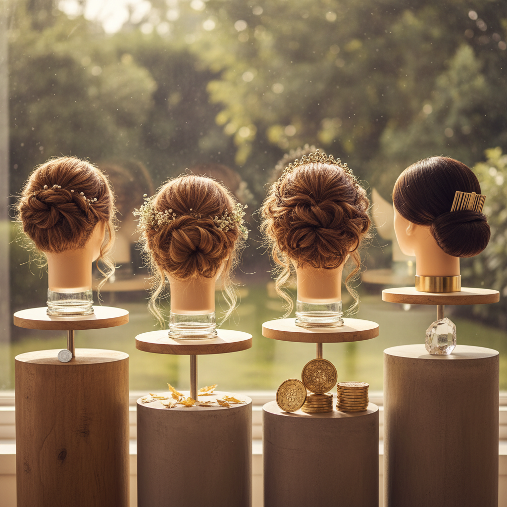 انواع شنیون عروس و تفاوت قیمت آن‌ها