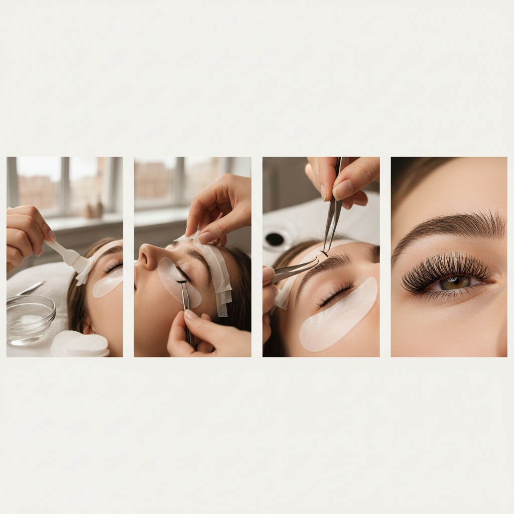 مراحل انجام اکستنشن مژه کلاسیک